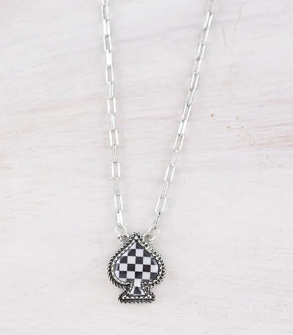 Necklaces YKT WESTERN CHECKERED SPADE NECKLACE