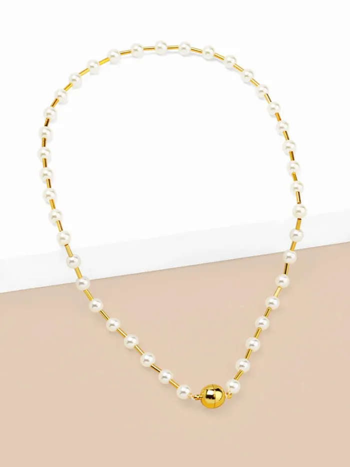 Necklaces Zenzii Pearl Spacer Necklace