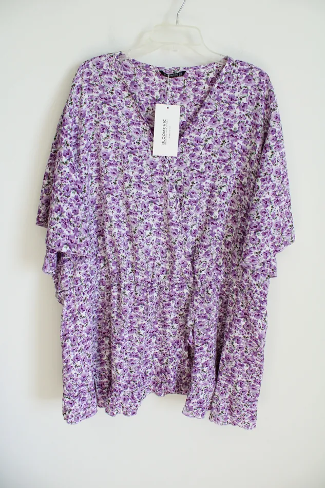 NEW Bloomchic Purple Floral Blouse 30 Bloomchic Rings