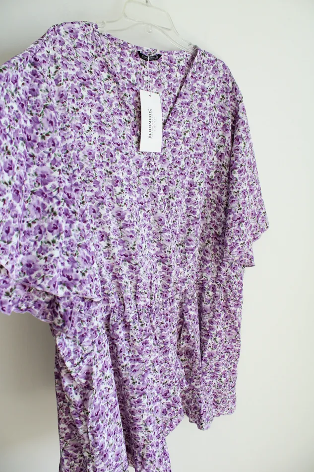 NEW Bloomchic Purple Floral Blouse 30 Bloomchic Rings