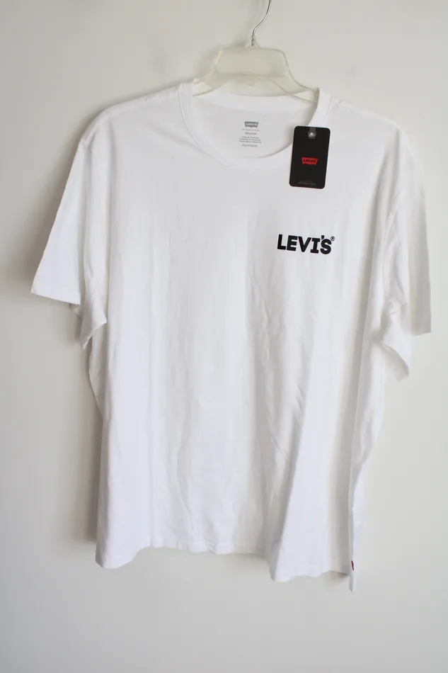 NEW Levis White Black Logo Relaxed Fit Tee XXL Levis Rings