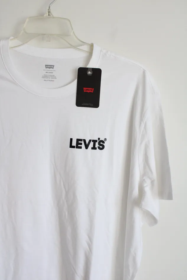 NEW Levis White Black Logo Relaxed Fit Tee XXL Levis Rings