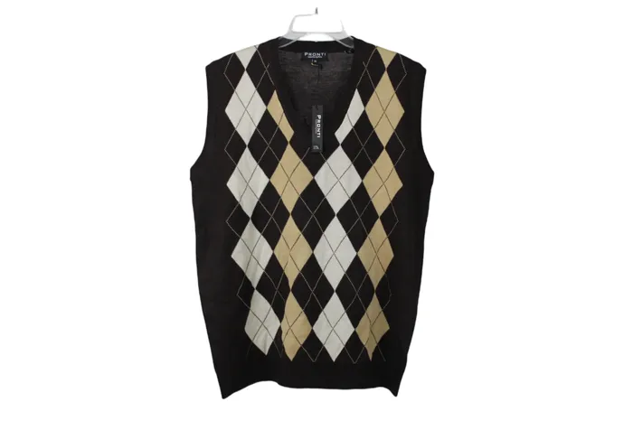 NEW Pronti Brown Sweater Vest XL Pronti Earrings