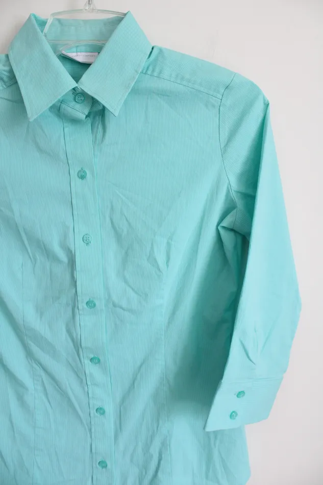 New York Company New York Co Blue Pinstripe Button Down Shirt S Rings