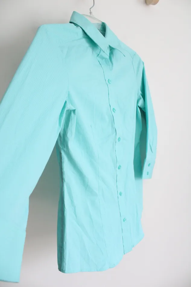 New York Company New York Co Blue Pinstripe Button Down Shirt S Rings