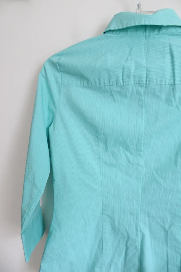 New York Company New York Co Blue Pinstripe Button Down Shirt S Rings