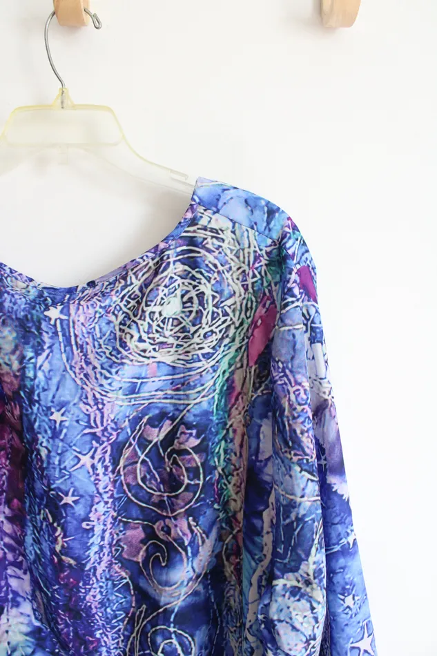 NEW Zolucky Blue Purple Patterned Dress 4X Zolucky Rings