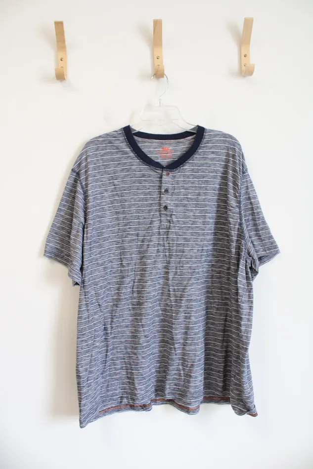 Northwest Territory Rings Northwest Territory Blue White Striped Short Sleeved Henley Shirt XXXL