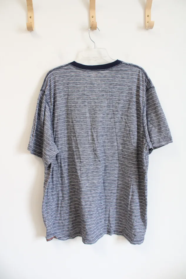 Northwest Territory Rings Northwest Territory Blue White Striped Short Sleeved Henley Shirt XXXL