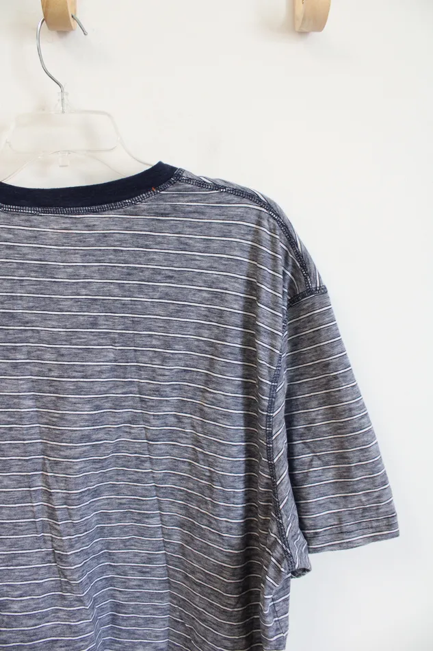 Northwest Territory Rings Northwest Territory Blue White Striped Short Sleeved Henley Shirt XXXL