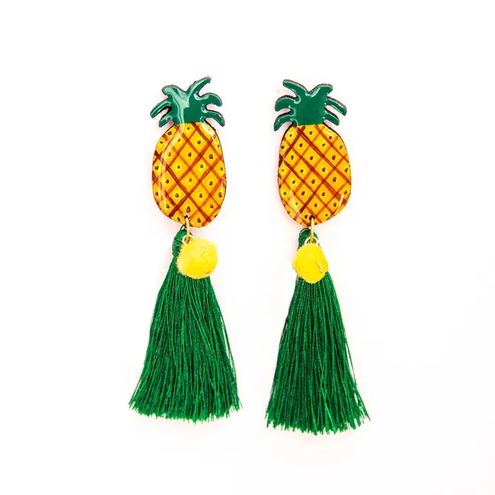 NUEZ MOSCADA Earrings Pineapple Tassel Earrings Maxi