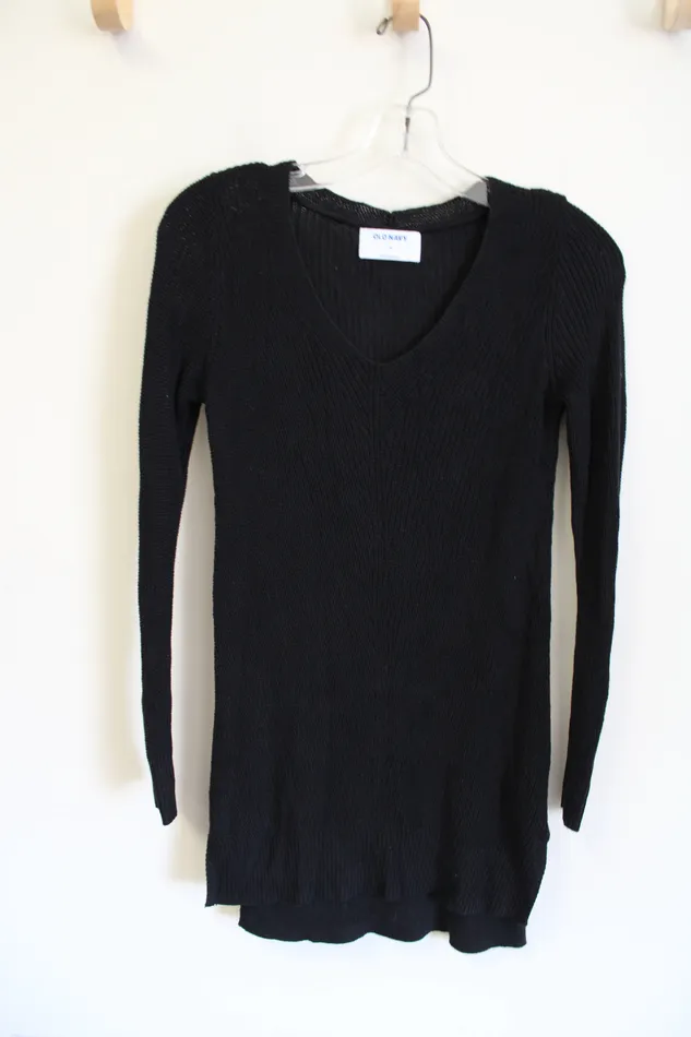 Old Navy Black Long Knit Sweater XS Old Navy Rings