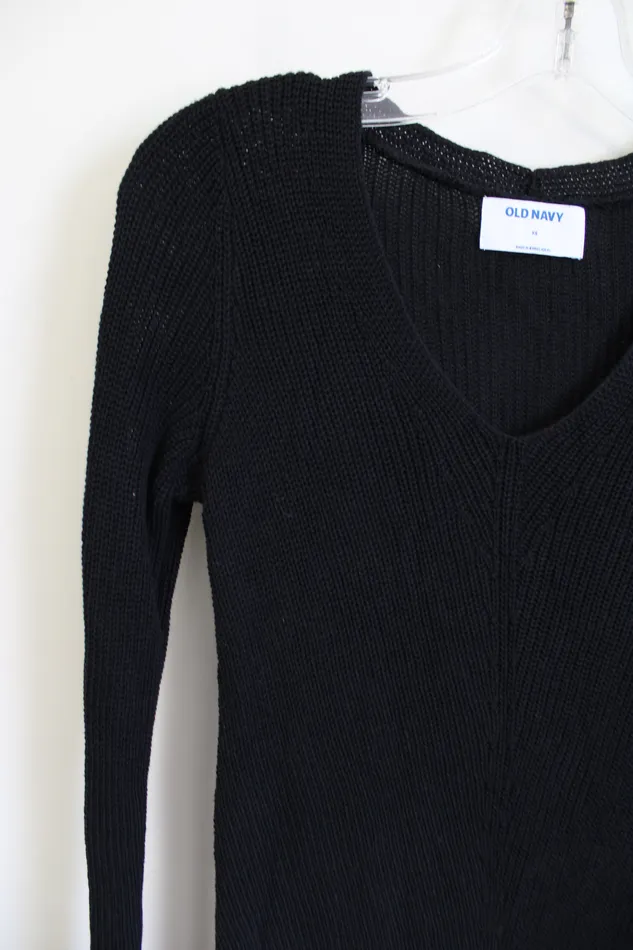 Old Navy Black Long Knit Sweater XS Old Navy Rings