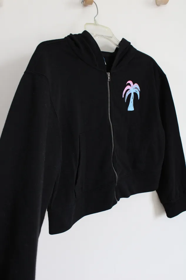 Old Navy Black Tropical Crop Hoodie Youth XL 1416 Old Navy Rings