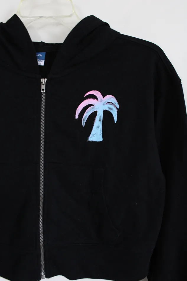 Old Navy Black Tropical Crop Hoodie Youth XL 1416 Old Navy Rings
