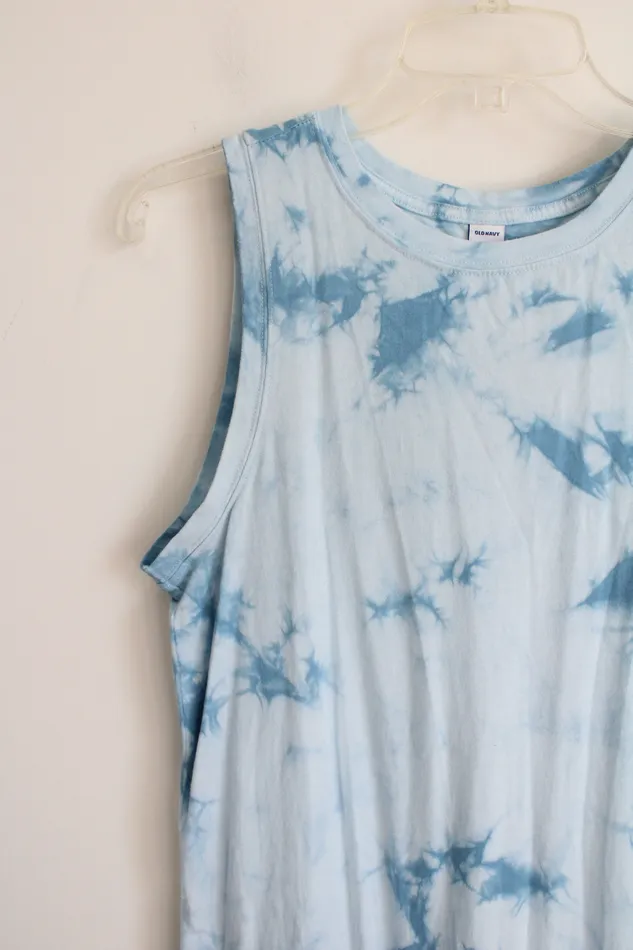 Old Navy Light Blue Tie Dye Maxi Dress XS Old Navy Necklaces