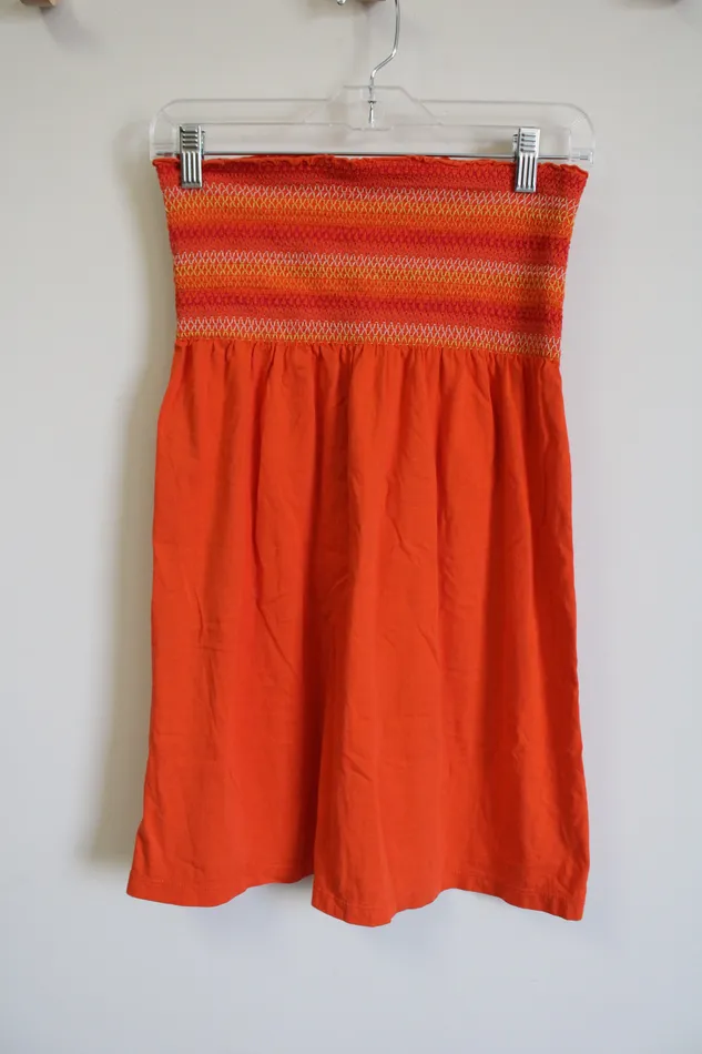 Old Navy Orange Smocked Dress XS Old Navy Earrings