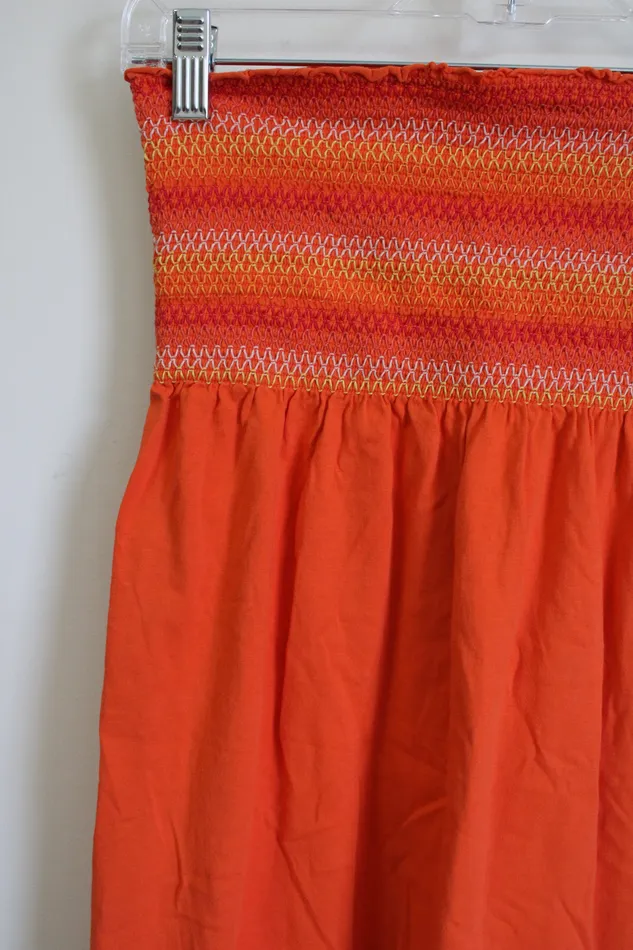 Old Navy Orange Smocked Dress XS Old Navy Earrings