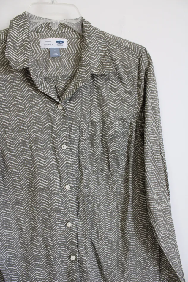 Old Navy Rings Old Navy Classic Fit Green White Speckled Lightweight Top M