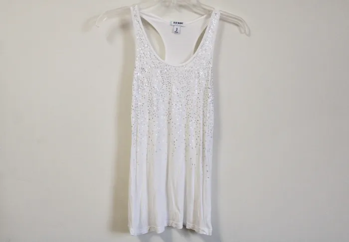 Old Navy White Sequined Tank XS Old Navy Rings