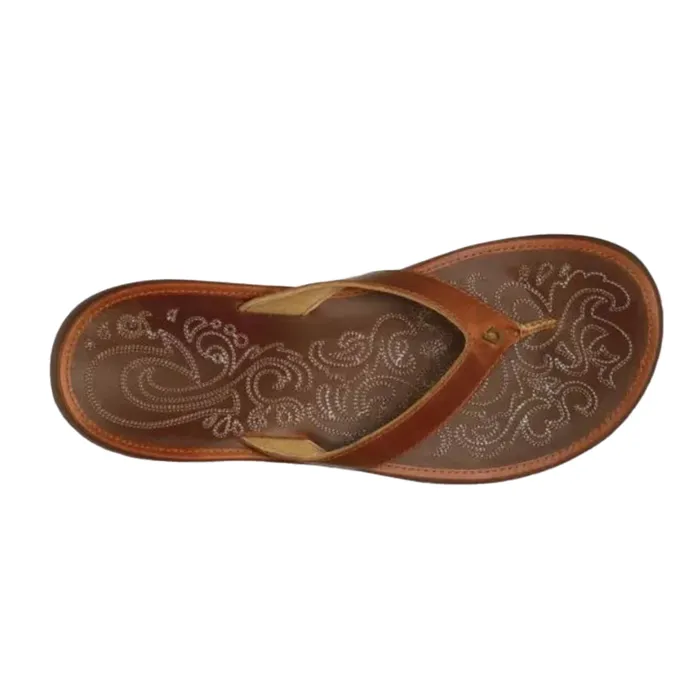 OLUKAI Earrings OluKai Womens Leather Paniolo Sandals Natural