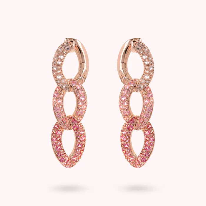Orecchini Pendenti Catena Grumetta con Pav di Cubic Zirconia Bronzallure Rings Orecchini Pendenti Catena Grumetta con Pav di Cubic Zirconia Bronzallure Rings
