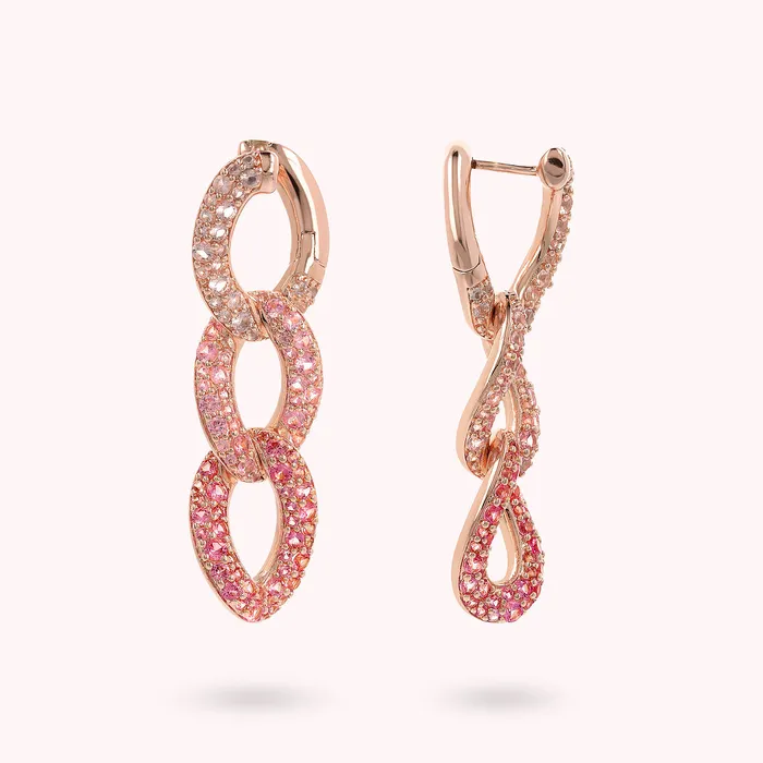 Orecchini Pendenti Catena Grumetta con Pav di Cubic Zirconia Bronzallure Rings