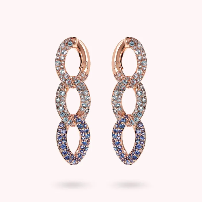 Orecchini Pendenti Catena Grumetta con Pav di Cubic Zirconia Bronzallure Rings