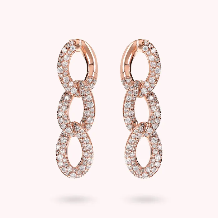 Orecchini Pendenti Catena Grumetta con Pav di Cubic Zirconia Bronzallure Rings