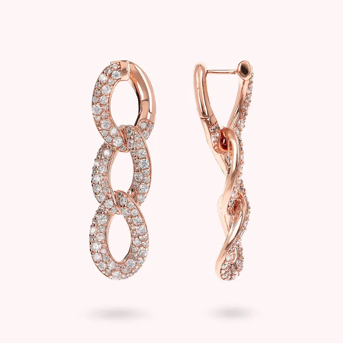 Orecchini Pendenti Catena Grumetta con Pav di Cubic Zirconia Bronzallure Rings