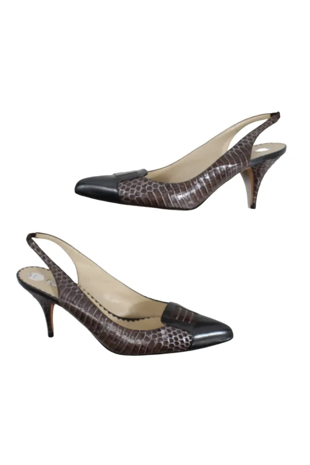 Oscar De La Renta Earrings Oscar De La Renta Python Slingback Pump Shoes Size 75