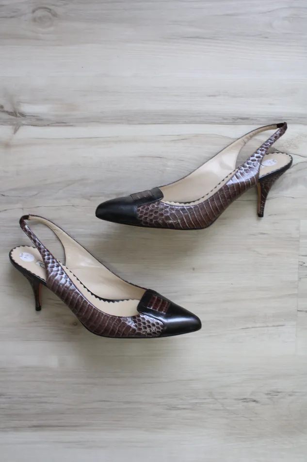 Oscar De La Renta Earrings Oscar De La Renta Python Slingback Pump Shoes Size 75