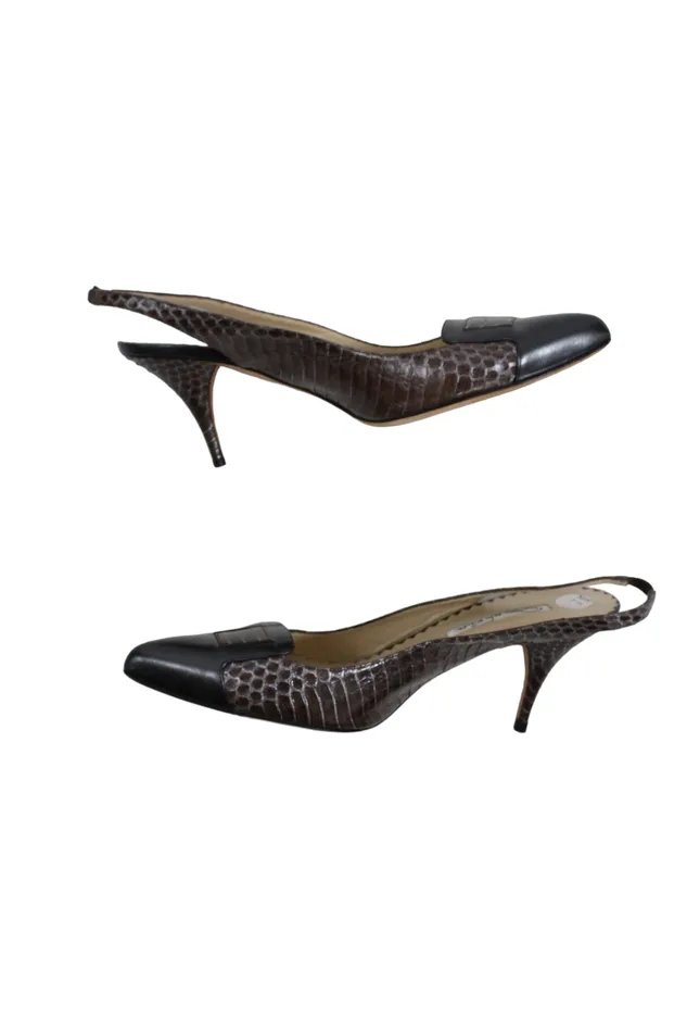 Oscar De La Renta Earrings Oscar De La Renta Python Slingback Pump Shoes Size 75