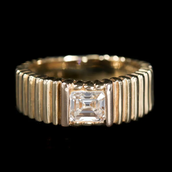 OTC Rings Estate 14K Yellow Gold 060 Carat Asscher Cut Diamond Engagement Ring