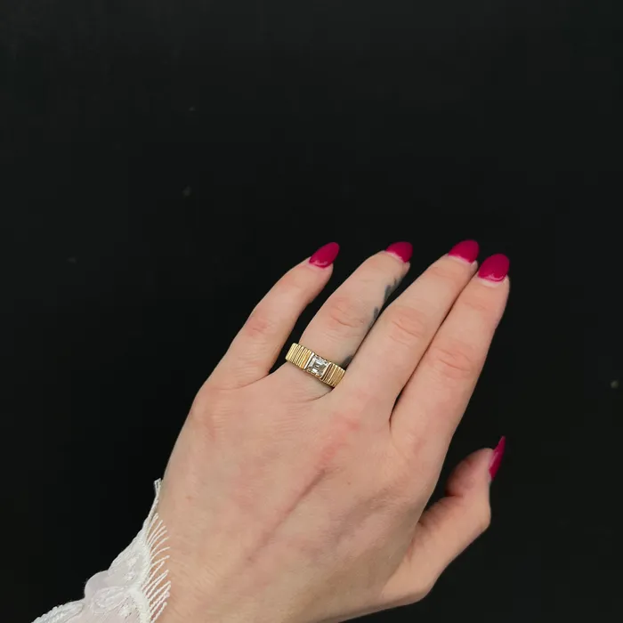 OTC Rings Estate 14K Yellow Gold 060 Carat Asscher Cut Diamond Engagement Ring