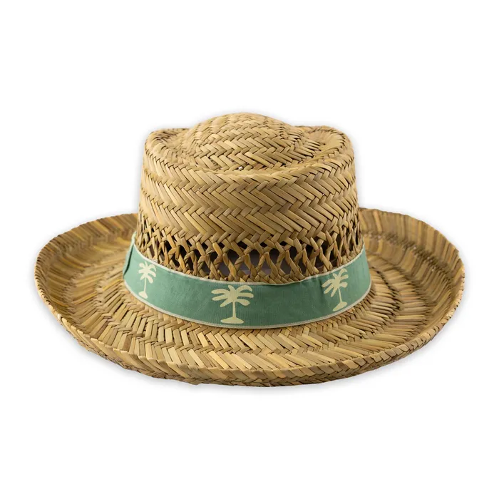 PACIFICOCEANCOL Rings Panama Straw Hat with Palm Tree Band