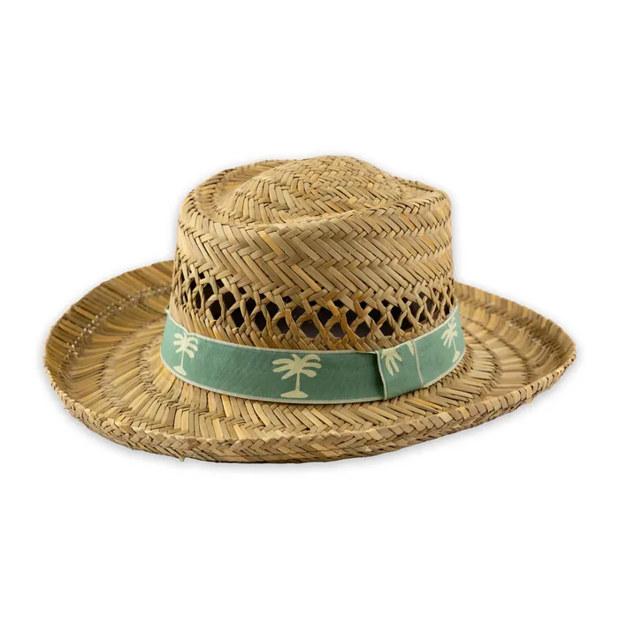 PACIFICOCEANCOL Rings Panama Straw Hat with Palm Tree Band