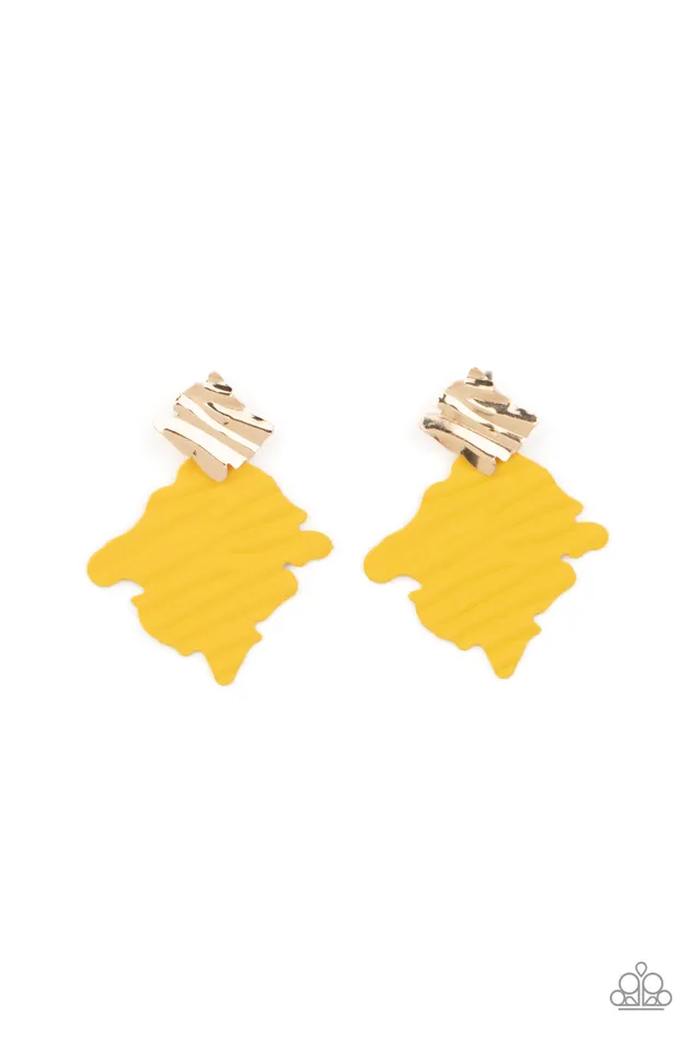 Paparazzi Accessories Earrings Crimped Couture Yellow