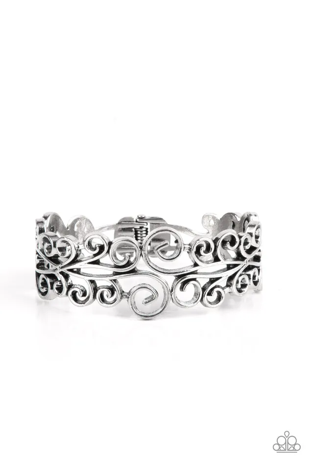 Paparazzi Accessories Earrings Dressed to FRILL Silver