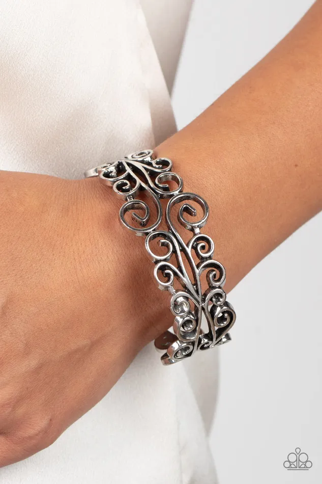 Paparazzi Accessories Earrings Dressed to FRILL Silver