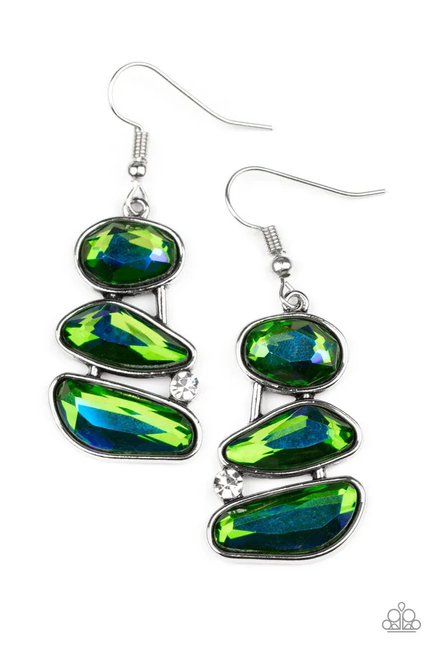 Paparazzi Accessories Earrings Gem Galaxy Green