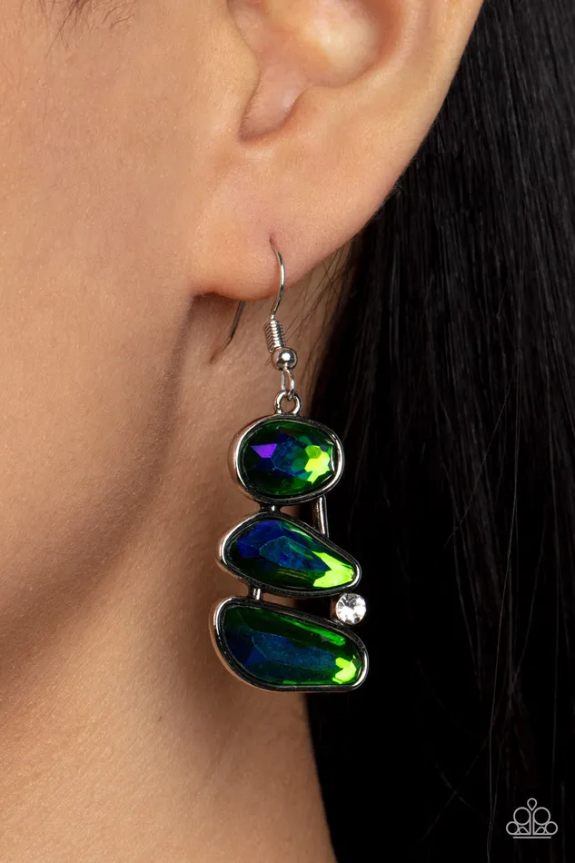 Paparazzi Accessories Earrings Gem Galaxy Green