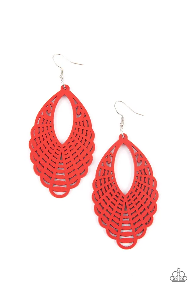 Paparazzi Accessories Earrings Tahiti Tankini Red