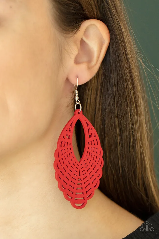 Paparazzi Accessories Earrings Tahiti Tankini Red