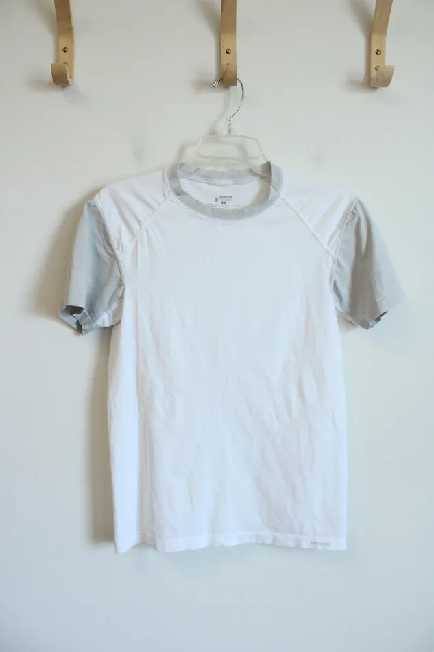 Patagonia Rings Patagonia White Gray Athletic Shirt Youth L