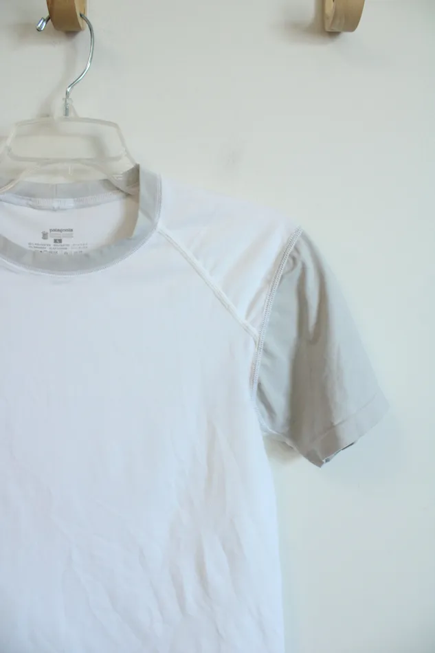 Patagonia Rings Patagonia White Gray Athletic Shirt Youth L