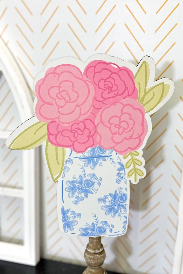 Patterned Topper Blue Floral Vase Doodles By Rebekah Rings