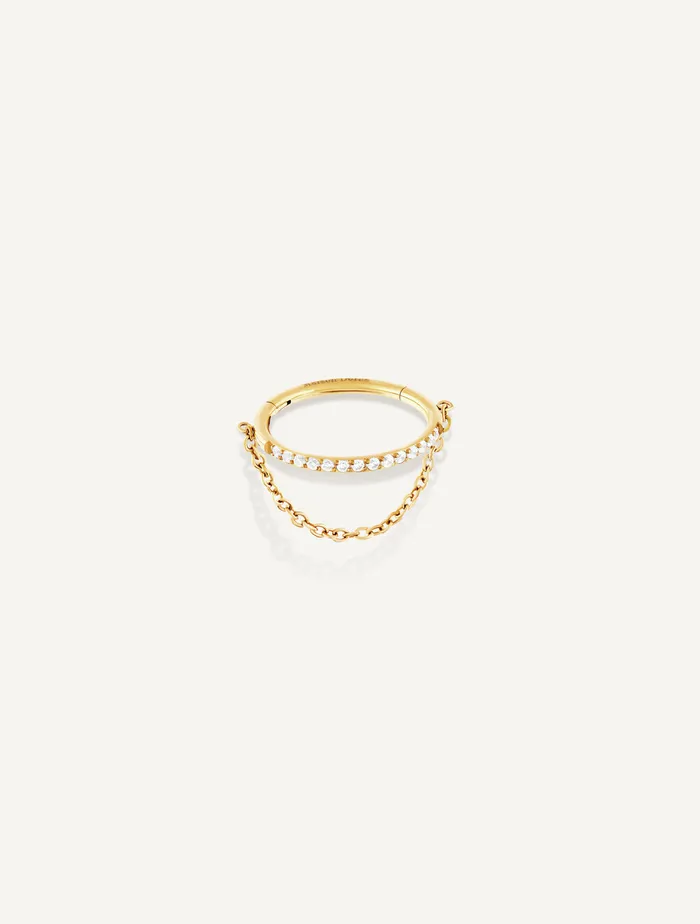 PAVE CHAIN RING PIERCING Maison Dore Rings