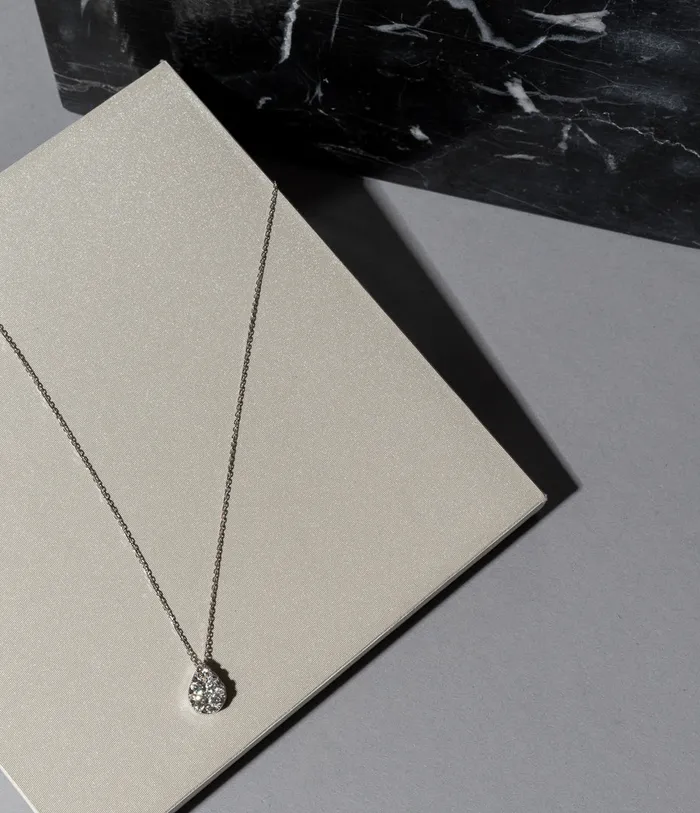 Pave Diamond Slide Large Pear Necklace RACHEL LYNN CHICAGO Necklaces