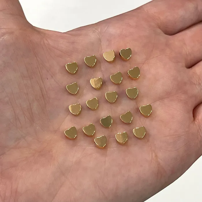 Peppy Beads 24Kt Gold Plated 5mm Heart Spacers Horizontal Hole 24Kt Gold Heart Spacers 20 Pcs in a Pack Necklaces Peppy Beads 24Kt Gold Plated 5mm Heart Spacers Horizontal Hole 24Kt Gold Heart Spacers 20 Pcs in a Pack Necklaces